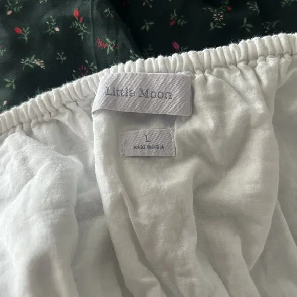 NWOT Aritzia Little Moon 'Kay' White Cotton Puff Sleeve Mini Dress Womens sz L - Picture 4 of 5